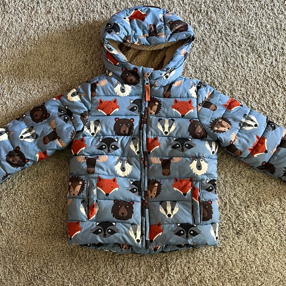 Toddler Boy Winter Puffer Coat, 5T, Jacket, Sherpa Lined